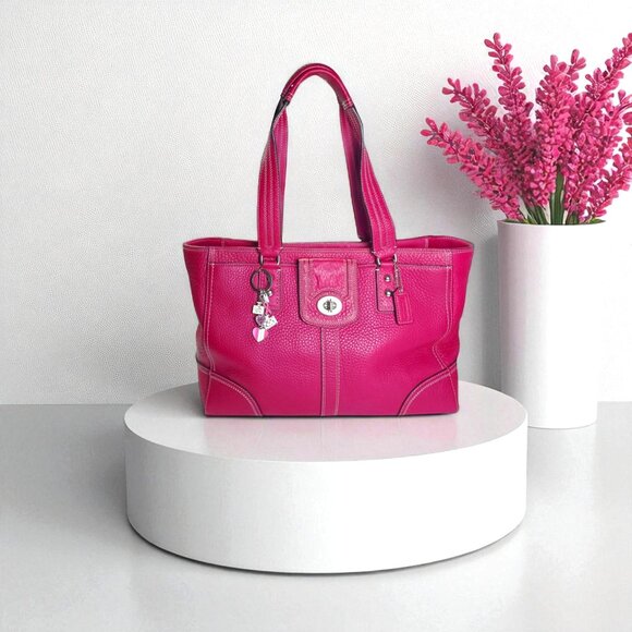 Coach Handbags - Coach Hamptons turnlock  Satchel in hot pink